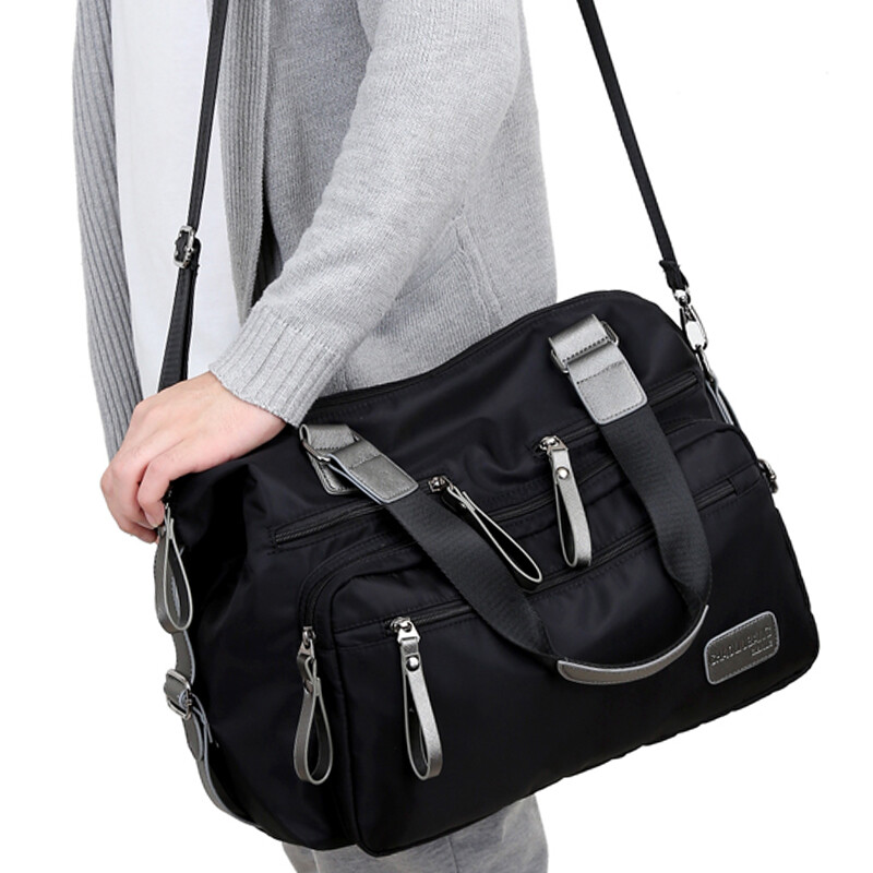 防尼龍男士單肩包大容量斜挎包旅行包手提包牛津布帆布大包 藍色