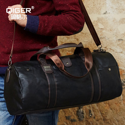 旅行包男手提旅行袋單肩圓筒健身包韓版訓(xùn)練男包皮運(yùn)動行李包旅游