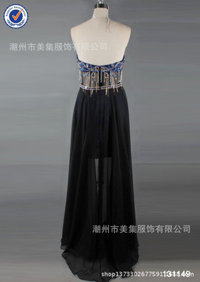 【廠家直供 2014年歐美新款抹胸釘珠晚禮服】價格,廠家,圖片,服裝加工,潮州市美集服飾-